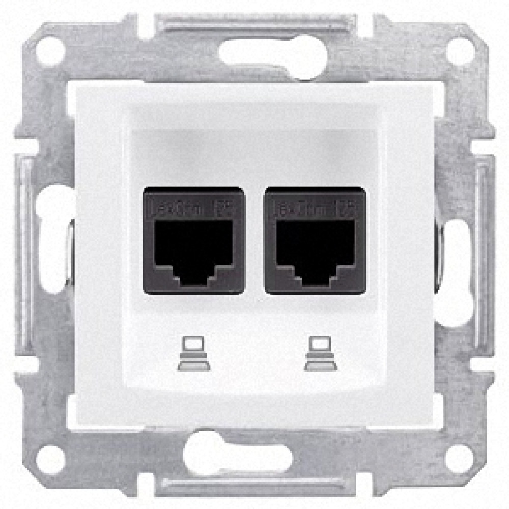 Розетка комп 'ютерна RJ45 cat5 UTP подвійна Schneider Electric Sedna Білий SDN4400121